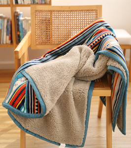 Sherpa <b>Knitted</b> <b>Throw</b> Blanket Soft Flannel Printed Fuzzy Outdoor Blanket - Product Image 1
