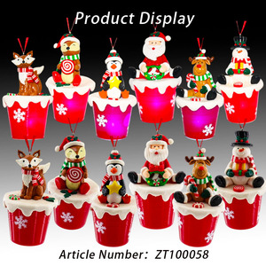 Arbre de Noël Père Noël éclairé à la main avec pendentif seau de flocons de neige ornement pour noël Led Santa seau décoration de cadeau de fête - Product Image 6