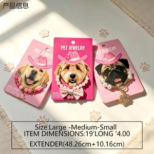 Collar de perlas con lazo y colgante de pata, ajustable para perros medianos y grandes, con un lindo diseño de animales. - Product Image 4