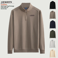 Sweat-shirt unisexe en coton et polyester 320 g/m² avec logo personnalisé, fermeture éclair intégrale, col montant, style streetwear décontracté, automne-printemps
