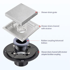 Siphon de douche carré moderne en acier inoxydable de 4 à 12 pouces, drain de sol décoratif dissimulé pour salle de bain - Product Image 3