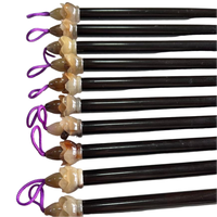 Pinceau de calligraphie professionnel Lingfeng fait main en poils de loup, manche en bois noir durable avec virole en corne de bœuf, coffret cadeau VIP pour artiste