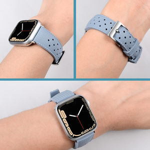 Correa de goma Tropical FKM para Appl E Iwatch, correas de reloj de goma de silicona transpirable con adaptador Appl E 38 40 41 42 44 45mm - Product Image 6