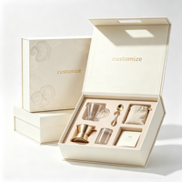 Boîte cadeau magnétique de luxe personnalisée avec logo, octogonale ivoire, motif floral doré, avec insert en velours pour coffret de café, thé, tasse, mug, cadeau, vente en gros