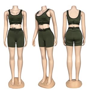 Conjunto de yoga de moda, pantalones cortos de running de alta elasticidad con cintura alta y letras bordadas, pantalones cortos que realzan la cadera, conjunto de 2 piezas. - Product Image 5