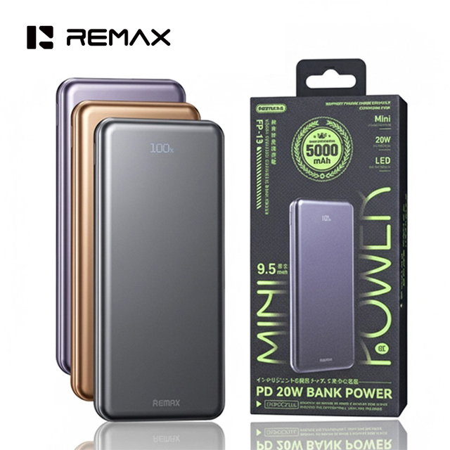 REMAX FP-13 USB C Portable Charger Powerbank 5000mAh PD20W External Battery Pack Ultra Thin Fast Charging 5000 MAh Power Bank