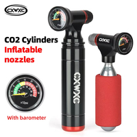 Portable CNC en alliage d'aluminium pompe à vélo clair manomètre Mini CO2 cartouche gonfleur pour vtt vélos de route Presta Schrader