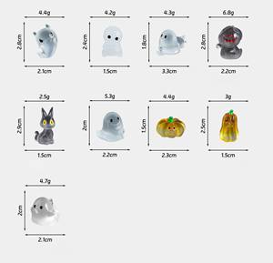 Statue fantôme en résine, figurine chat et citrouille, miniature fantôme qui brille dans le noir pour ornement de jardin féerique, décoration d'Halloween pour la maison - Product Image 3