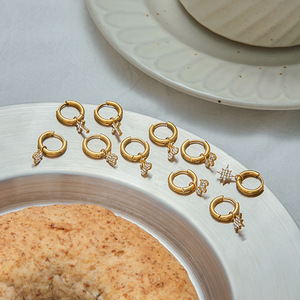 New Ins 5 Styles Fashion Hoop Earrings Set High Quality PVD Plated 18k Gold <strong>Stainless</strong> <strong>Steel</strong> Earrings <strong>Jewelry</strong> Zircon Earrings - Product Image 3