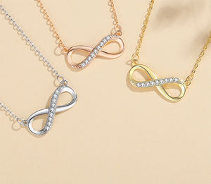 925 in argento Sterling Infinity collana pendente per le donne classico amore <span class=keywords><strong>cuore</strong></span> <span class=keywords><strong>con</strong></span> diamanti di alta gioielleria e catena a maglie - Product Image 4