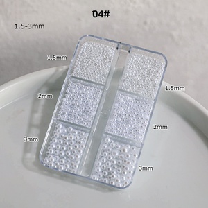 6 grilles de perles demi-rondes blanches ivoire de tailles variées, brillantes, pour la décoration des ongles et les accessoires de nail art - Product Image 4