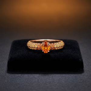 Anillo de Topacio Ovalado en Oro Rosa para Mujer, Anillo de Compromiso Romántico con Piedra Preciosa - Product Image 3