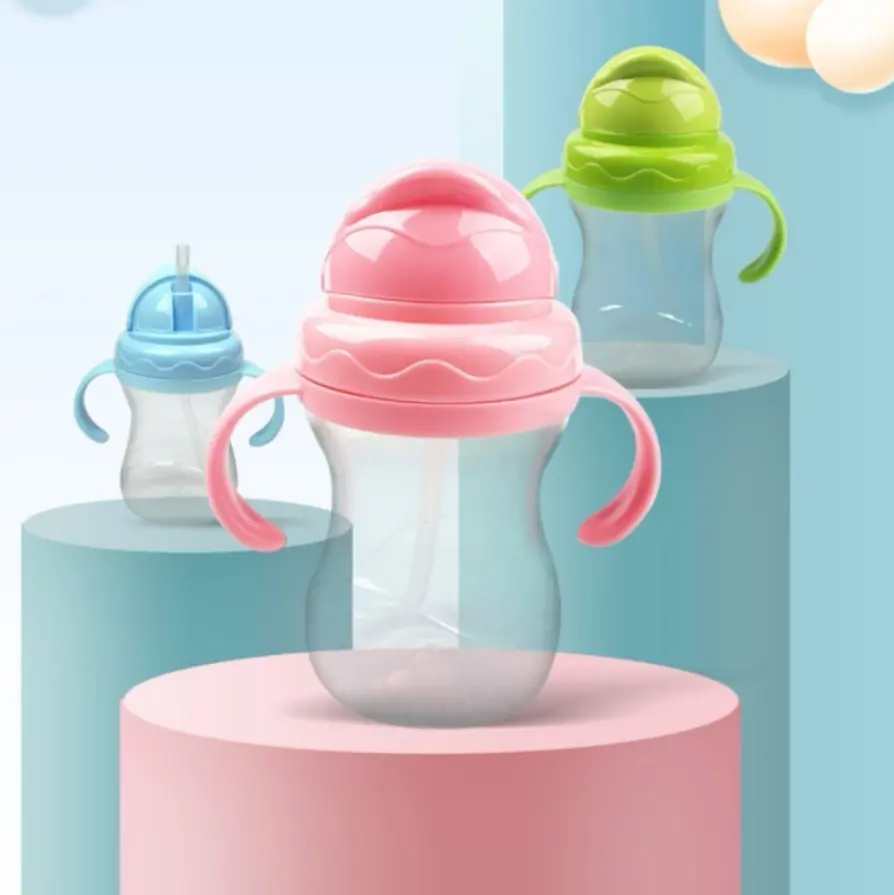 Silica Gel Makan Anak-anak Balita Baru Lahir Bayi Minum Cangkir Air Botol Anak-anak Minum Sippy Yang Piala dengan Jerami Infantil Peminum