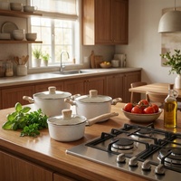 Set Peralatan Masak 7-Piece Modern Ramah Lingkungan Multifungsi, Panci Sup, Wajan, Wok Anti Lengket, untuk Memasak di Rumah dengan Kompor Gas