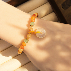 Pulsera de cuentas de la serie de gemas amarillas Nobility al por mayor, diseños mixtos, pulsera minimalista con colgante de ágata amarilla y jade - Product Image 5