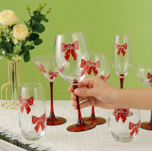 Collection de Verres à Boire Élégants et Transparents, Motif Nœud Rouge Vibrant, Multi-pièces, Idéale pour Bar à Domicile, Fêtes et Dîners Festifs – Grande Vente ! - Product Image 3