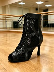 Chaussures de danse latine en maille noire, bottes de danse de salon, jazz, danse moderne pour femmes - Product Image 5