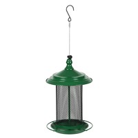 Mangeoire à oiseaux en métal vert Oniya, mangeoire à graines pour oiseaux sauvages suspendue, mangeoire à oiseaux pour jardin extérieur, cour arrière, avec toit imperméable