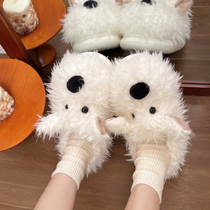 Chaussons en peluche fantaisie en forme de tête de <span class=keywords><strong>chien</strong></span>, amusants, mignons, fourrés, chauds, antidérapants, <span class=keywords><strong>pour</strong></span> adultes et enfants, style dessin animé - Product Image 5