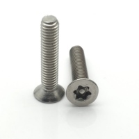 Vis Torx en acier inoxydable SS304 SS316 avec goupille, vis à tête fraisée plate, vis antivol à six lobes