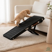 Faltbare Hunderampe mit Rutschfester Teppichoberfläche, Verstellbare Holz-Hunderampe für Sofa, Couch, Bett, Tragbar mit Tragegriff
