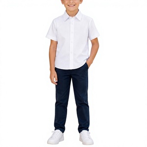Camisa de vestir con cuello y botones multicolor para niños, uniforme escolar, camisa de verano para niños con logotipo personalizado. - Product Image 1