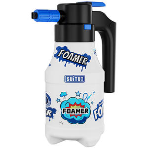 Pulvérisateur à mousse portatif SUITU 2L, pulvérisateur électrique pour lavage de voiture avec autocollants DIY, blanc - Product Image 1
