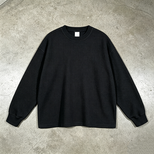 Heavyweight <strong>Sweatshirts</strong> Oversized Thermals High Quality Long Sleeve Custom logo <strong>Crewneck</strong> <strong>Mens</strong> Waffle Luxury T-shirt Manufacturer - Product Image 5