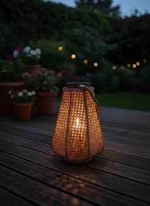 Portavelas Rústico de Ratán, Hecho a Mano con Fibras Orgánicas, Encanto Natural, Luz Cálida, Decoración para el Hogar - Product Image 4