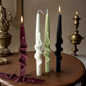 Bougie conique d'Halloween de 25cm de haut Bougeoir en cire de soja serpent pour décor de table effrayant pour Noël, Pâques et fêtes à la maison - Product Image 1
