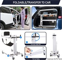 Chaise de transfert pliable en acier pour patient, réglable, avec sangle de toilette pour personnes âgées, pour la sécurité dans la salle de bain et l'utilisation en véhicule