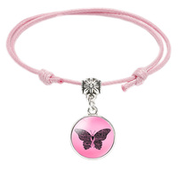 Sensibilisation au cancer du sein ruban rose Bracelet breloque Bracelet en argent cadeau pour le mois de la sensibilisation au cancer