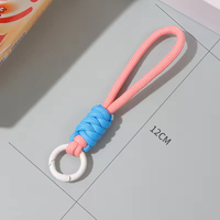 Porte-clés en corde tressée fait main, écologique, avec mousqueton de dessin animé, pendentif tendance pour téléphone portable, cordon contrastant pour hommes et femmes