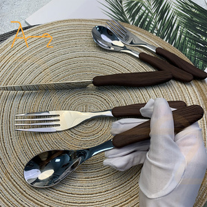 304 thép không gỉ hạt Hạt xử lý gương Bộ đồ ăn cao cấp Nhà hàng phương Tây Retro dao nĩa muỗng 5 mảnh - Product Image 3