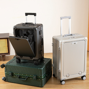 Front Top <b>Suitcase</b> With Tsa Lock Usb Charging 4 Wheels Business Travel Luggage Cart PC Material Solid Color - Product Image 1