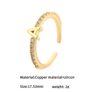 XIXI fino delicado pequeño Mini <span class=keywords><strong>solitario</strong></span> 14K oro diamante Cubic Zirconia pavimentado letra alfabeto inicial ajustable anillos <span class=keywords><strong>de</strong></span> dedo - Product Image 6
