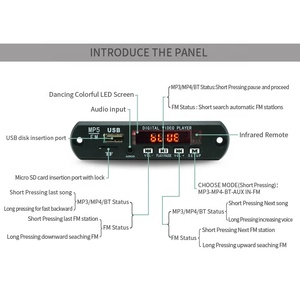 Dc12v không dây Bluetooth MP3 MP4 MP5 Máy nghe nhạc Mô-đun giải mã - Product Image 2