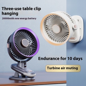 พัดลมคลิปหนีบสุดสร้างสรรค์และทันสมัยพัดลมแบบหมุนได้พร้อมตาข่ายป้องกัน5สปีดพัดลมไฟฟ้าตั้งโต๊ะขนาดเล็กแบบชาร์จได้ - Product Image 2