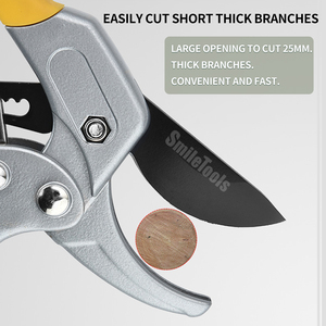 <strong>2</strong>-In-<strong>1</strong> 8'' Aluminium Ratchet Tree Pruning Garden Secateurs Global Patent Innovation Coated Sk5 Steel Plants <strong>Pruner</strong> - Product Image 6