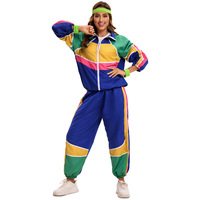 Ensemble de costumes rétro disco des années 70 et 80 pour couple, pour Halloween, fête à thème hip hop hippie