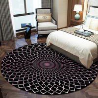 Tapis rond en acrylique lavable de style bohème pour salle de bain et chambre à coucher, fabriqué à la machine