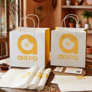 Custom Eco-Friendly <b>Biodegradable</b> Recyclable Promotional Kraft <b>Paper</b> Bags for Arepa Restaurant Takeaway Fast Pizza Lamination - Product Image 1