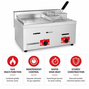 Commercial Gas <b>Griddle</b> Fryer Combo Countertop for Burgers Fries Steaks Bacon Chicken Fast Food Restaurant Equipment - Product Image 3