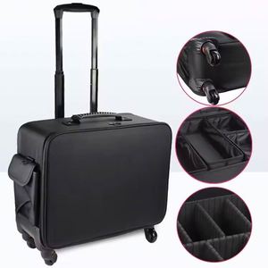 Free Sample Large Makeup Bag Travel Professional Organizer Make Up Storage bag tool kits makeup <b>suitcase</b> with <b>wheels</b> - Product Image 6
