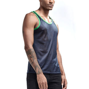 Débardeur sans manches en maille polyester/coton confortable pour homme Débardeur de sport respirant imprimé javel délavé - Product Image 5