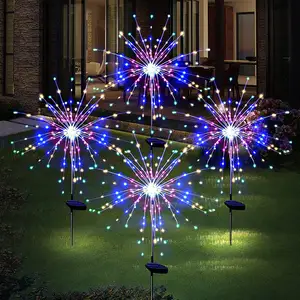 Solar Garden Lights Solar Firework Lights 8 Modes 120 LED 2 Pack Waterproof Solar Lights Outdoor Garden Fairy For Outside