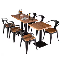 Ensemble de meubles de salle à manger rétro industriel moderne en fer noir et métal chaise de table en bois pour café restaurant vente école salon