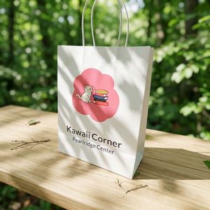 Sacs en papier kraft personnalisés avec poignée longue marron, 100 % recyclables, pour promotion et vente à emporter - Product Image 1