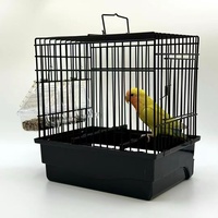 Cage de présentation élégante en fil métallique noir massif pour petits oiseaux, idéale pour les expositions et les courts trajets