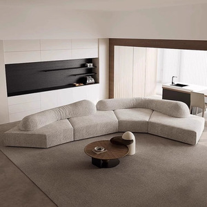 أريكة إيطالية جديدة لعام 2025 بتصميم فاخر بسيط مغطاة بالفلانيل مع إسفنج عالي الكثافة بمقعد واحد على شكل حرف S لغرفة المعيشة العصرية - Product Image 2